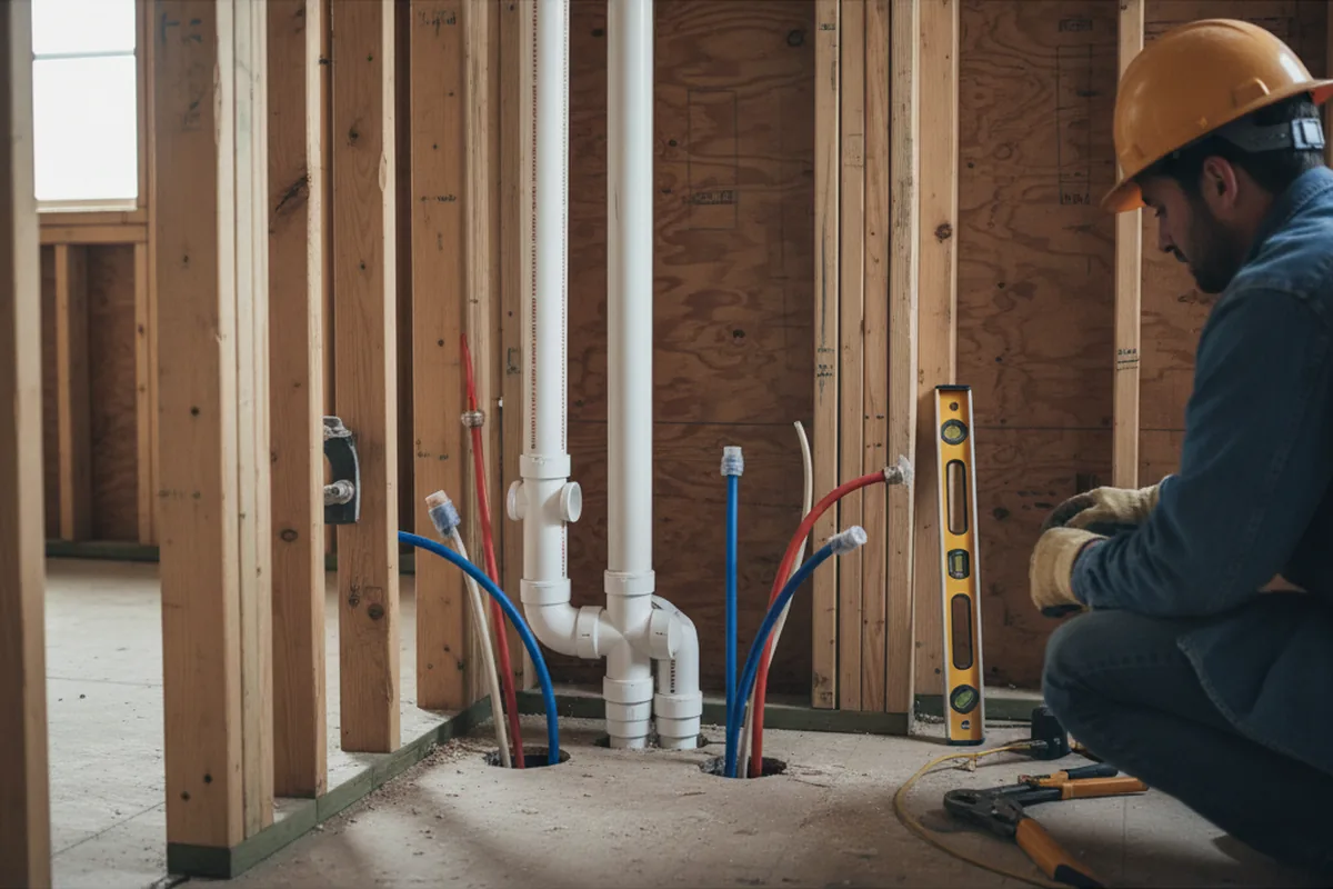 Drain and supply rough-in during Sump Pump Repair in Disputanta