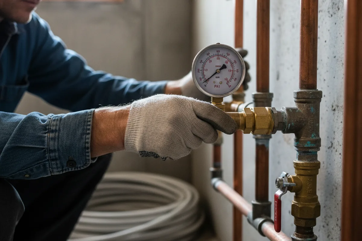 Pressure testing a repaired line during Water Line Repair in Disputanta